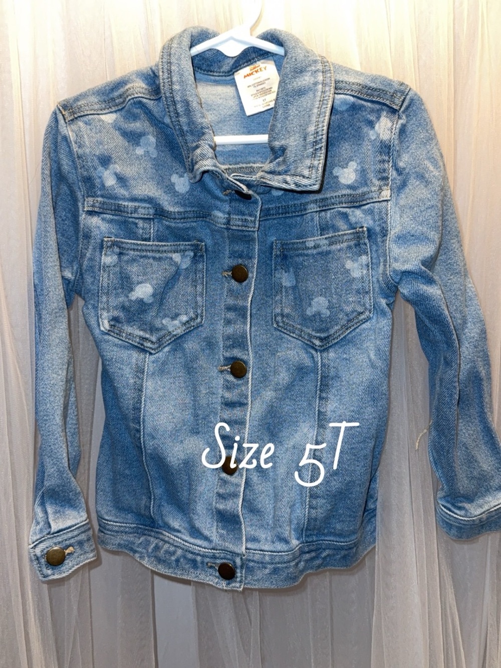 Disney Light Blue Denim Jacket with Mickey Print sz. 5